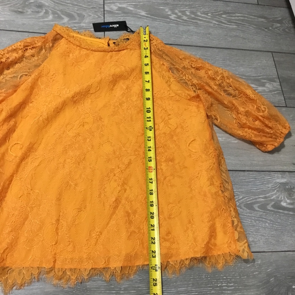 NWT ALICE BLUE Orange Unconventional Lace 3/4 Sleeve Top M - Picture 5 of 9
